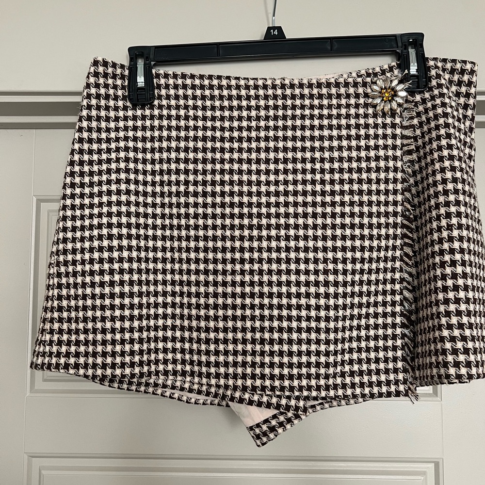 Brown and Cream Tweed Skort